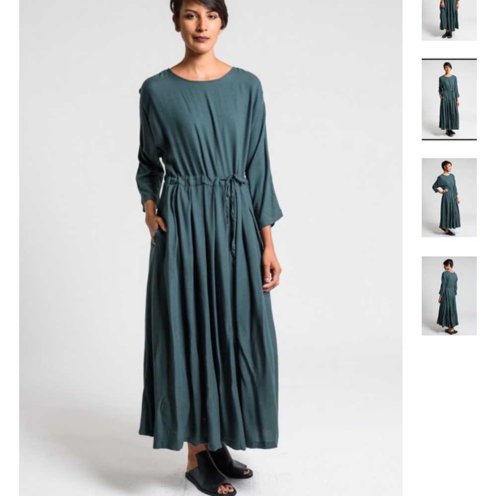 Black Crane Pleated dress in dark teal sz Small